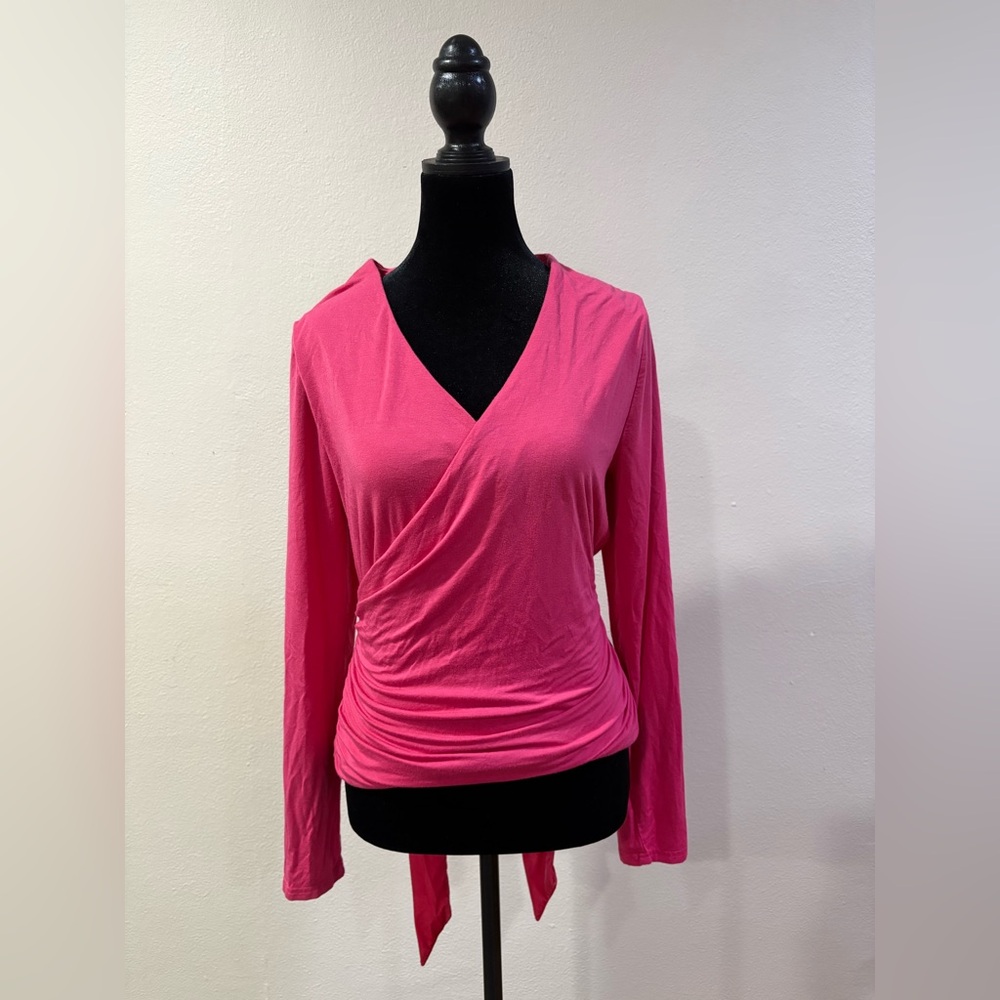 J. Crew Vibrant Pink Wrap Blouse